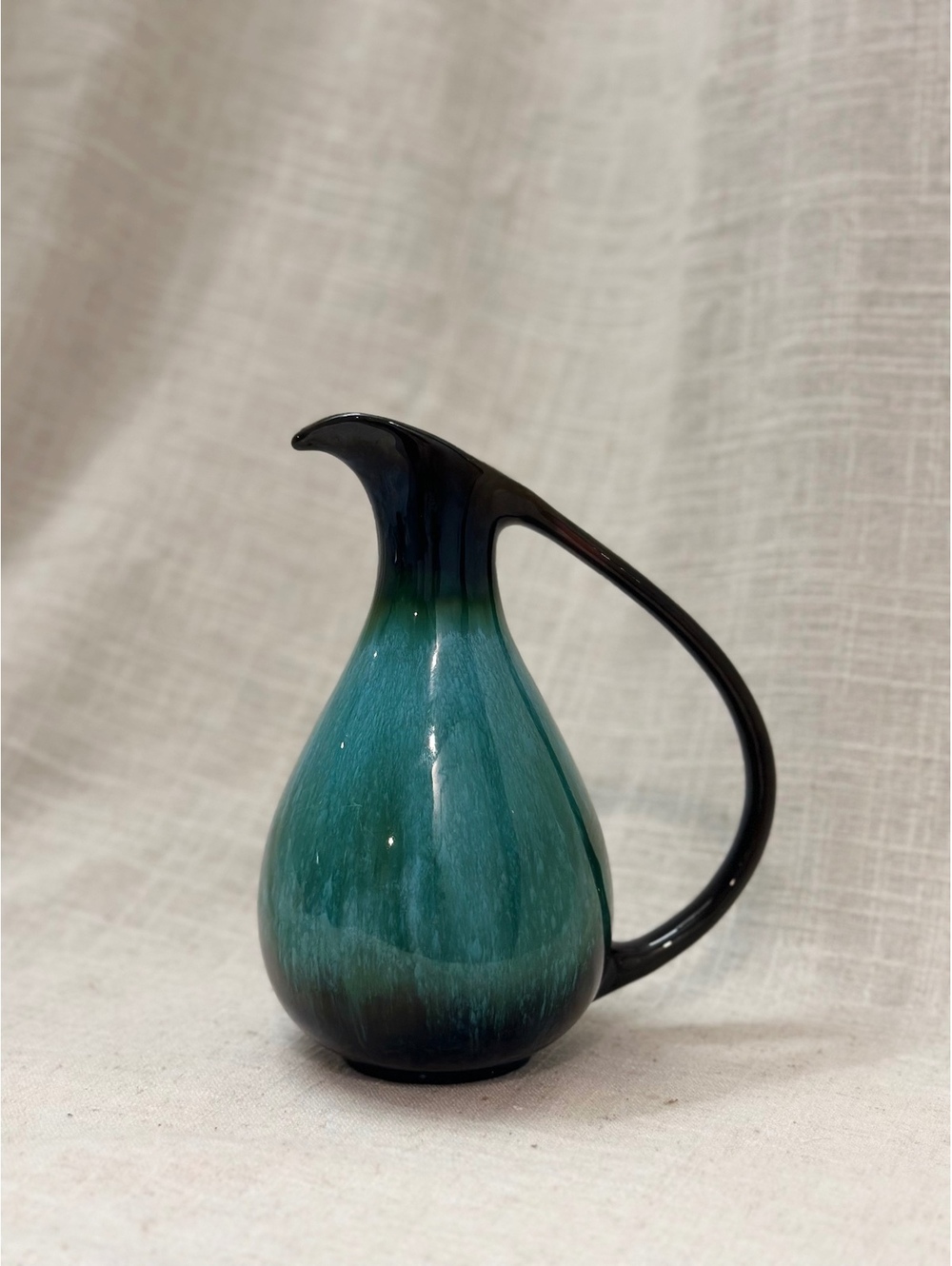 Vintage Blue Mountain Pottery 7" Small Pitcher Canada Green Drip Glaze